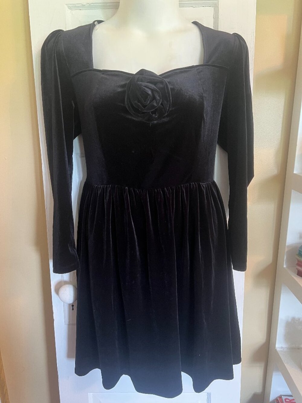 Ava & Viv Black Stretch Velvet Dress - 1X